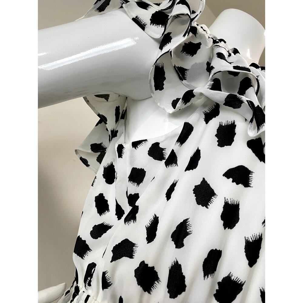 Stylish Black and White Ruffle Mini Dress - Picture 8 of 10